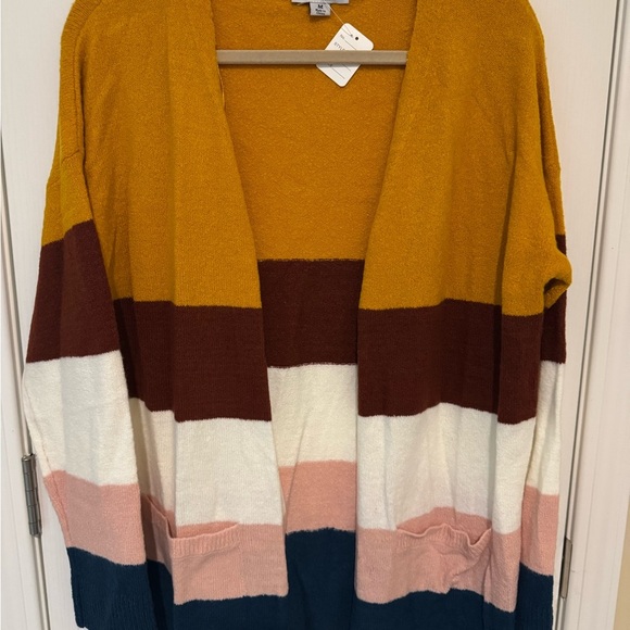 FAVLUX Sweaters - FAVLUX Colorblock Open Front Cardigan